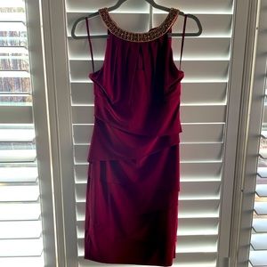 WHBM size 8 Dark red ruched cocktail dress